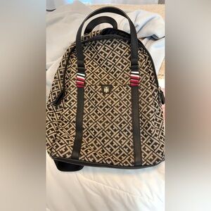 Tommy Hilfiger Monogram Backpack in Black and Tan